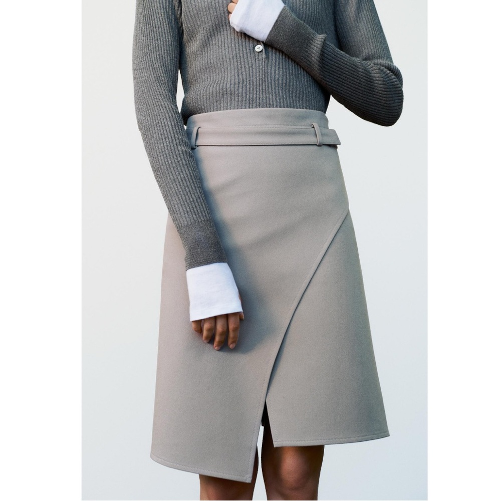 NWT Zara Gray Wrap Skirt